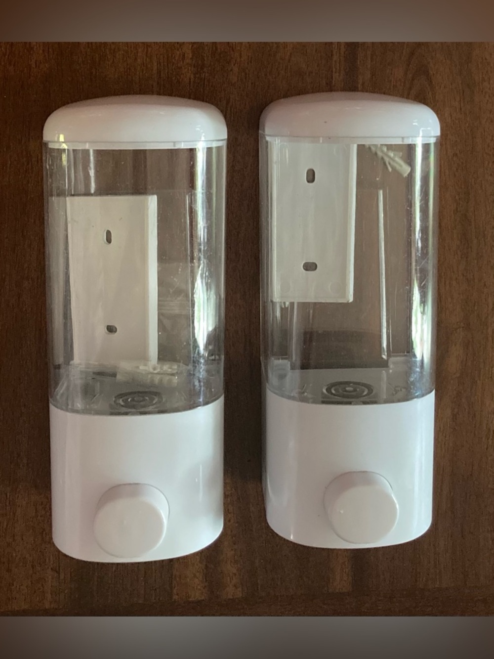 Pair of White Wall-Mounted Liquid Soap Dispensers